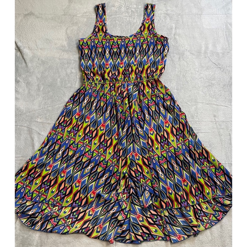 Rock 47 Wrangler Dress Small‎ Retro Geometric Sleeveless Lined Multicolor